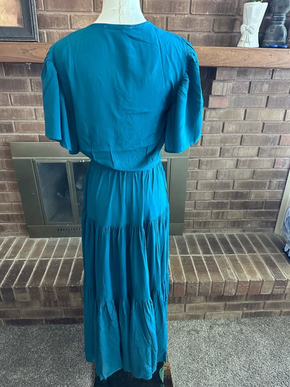 NWT Petal & Pup Teal Wrap Midi Dress | Romantic Boho Coastal Vibes Size S - Picture 5 of 6